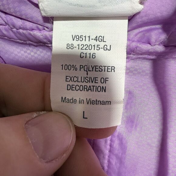Champion Hooded Windbreaker Jacket Women’s Size L Purple Lightweight Zip-Up - Picture 4 of 8